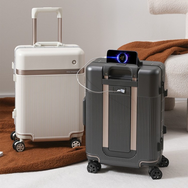 Aluminum Frame Carry On Luggage - 20/22/24/26 Reisekoffer Trolley-Koffer mit Drehrädern Multifunktionaler