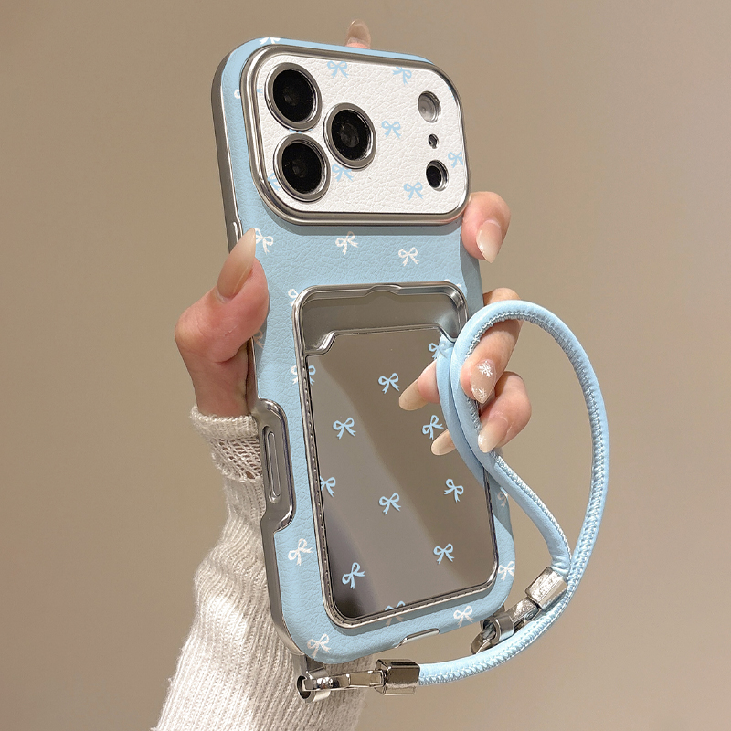 Wallets - Niedliche Schleifen-Spiegel-Kartenhalter-Handyhülle für iPhone 17 16