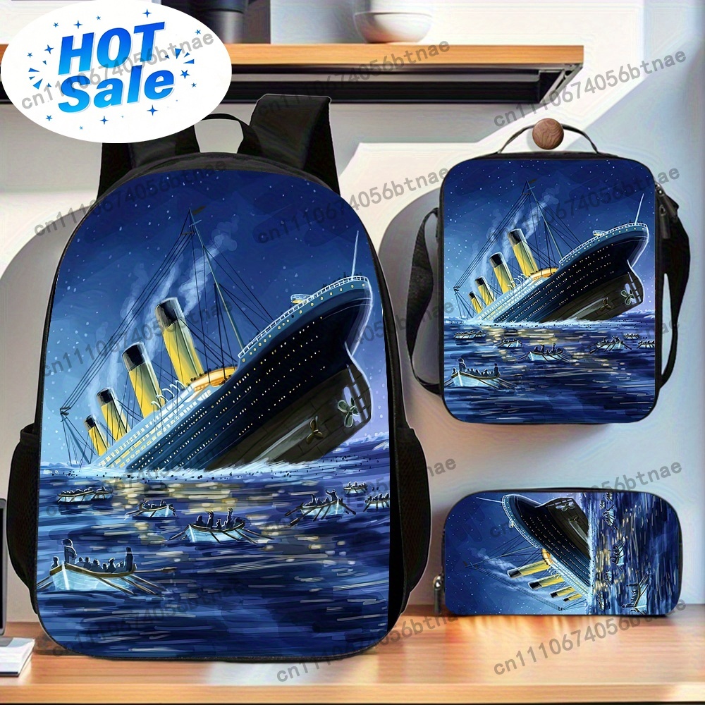 Handbags - 3-teiliges Rucksack-Set mit Titanic-Muster | Enthält