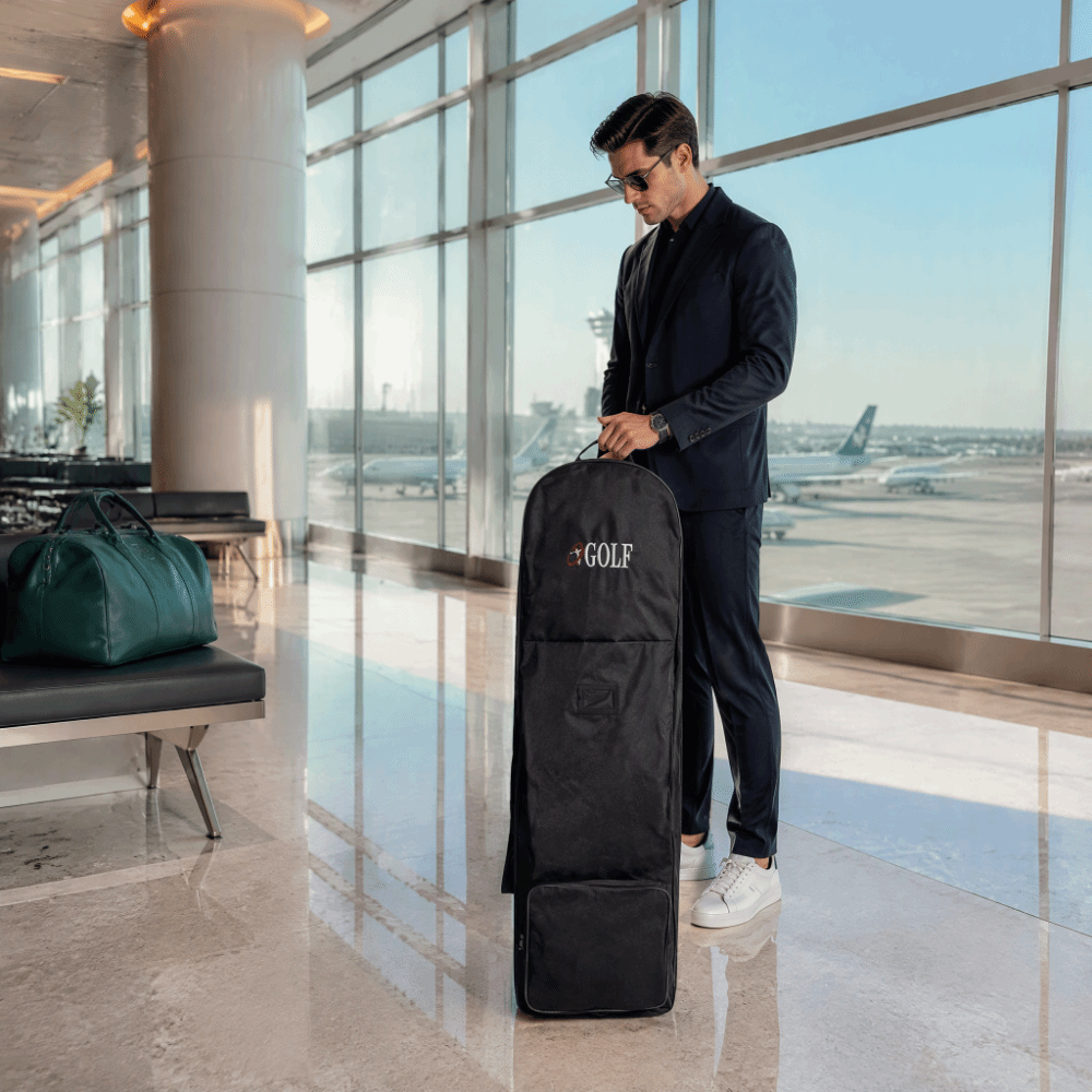 Foldable Rolling Luggage Bag - Schwarze Golf-Reisetasche, faltbar, mit Rollen, Golf-Taschenbezug,