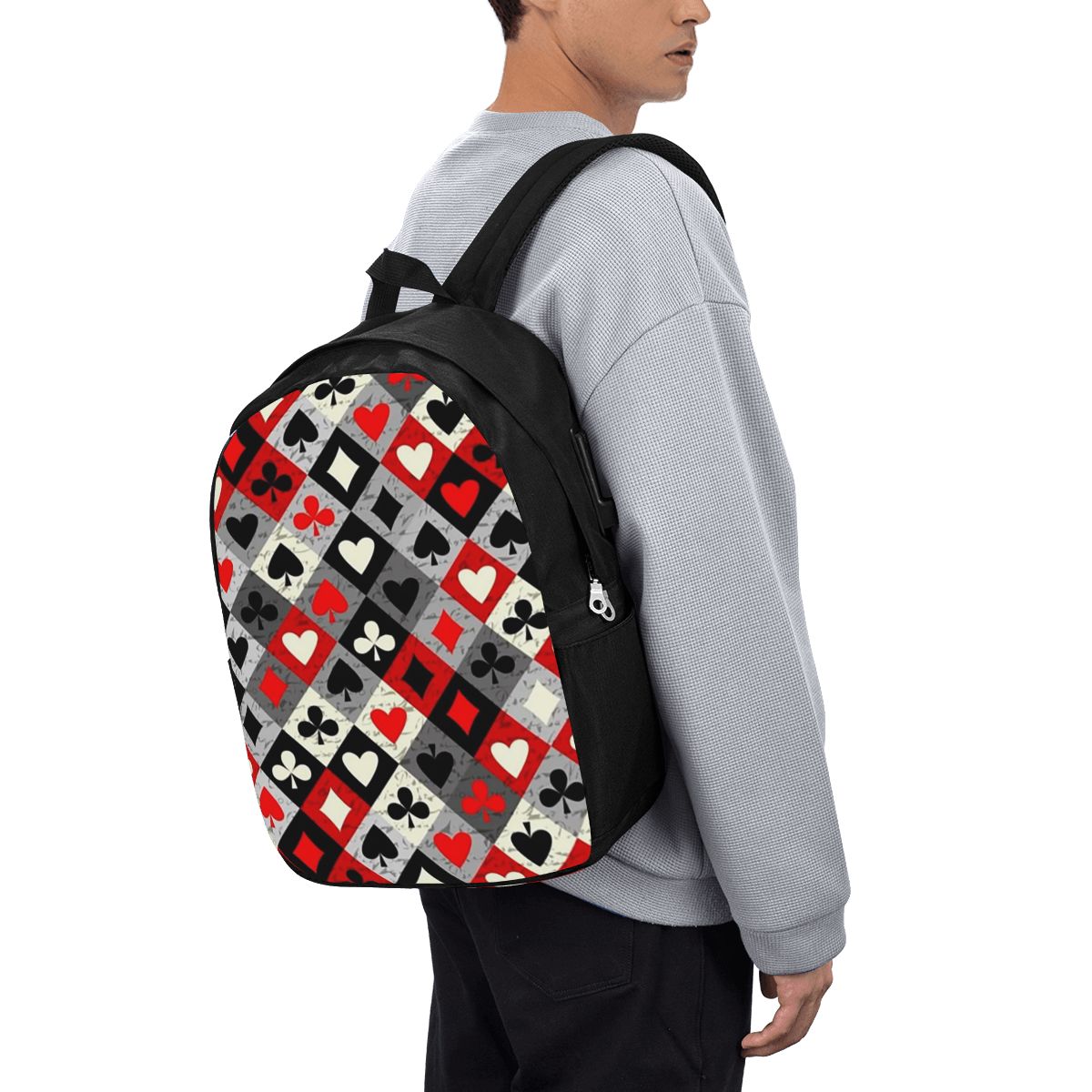 Backpacks - Rucksack mit Spielkarten-Poker-Print, Reisetasche für Notebooks,