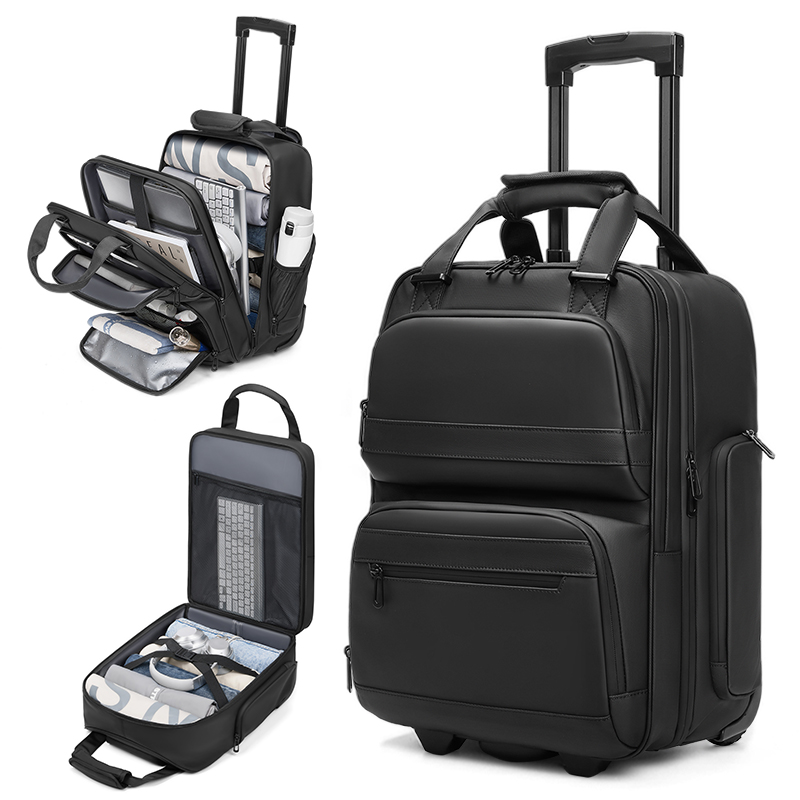 Foldable Rolling Luggage Bag - Reise-Trolley-Business-Rucksäcke für Herren, Rollrucksack, wasserdichter Rucksack