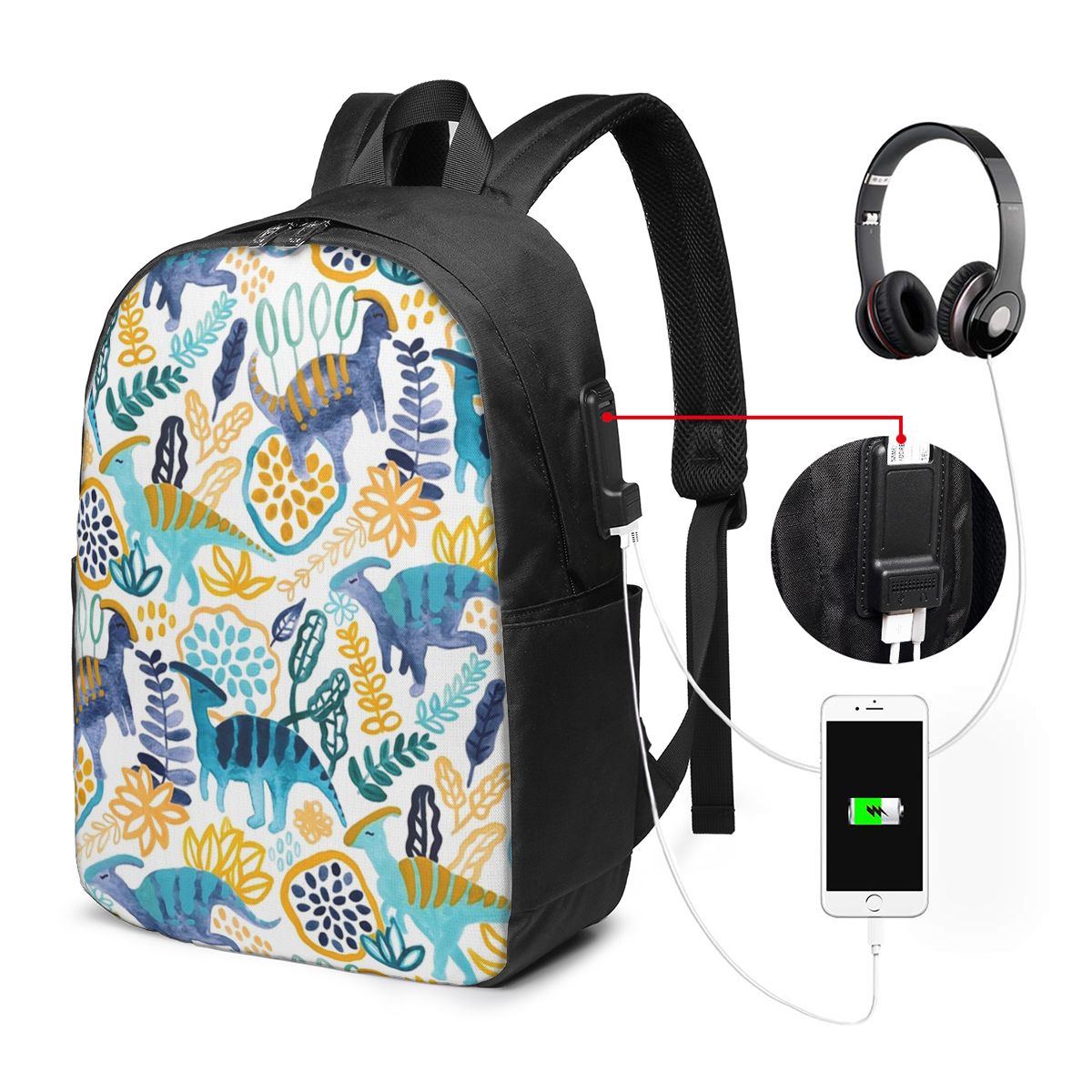 Backpacks - Gouache Parasaurolophuses Rucksack, Reisetasche, Notebook-Tasche, Computer,